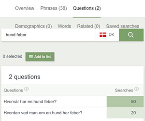 Storybase viser spørgsmål relateret til danske søgeord